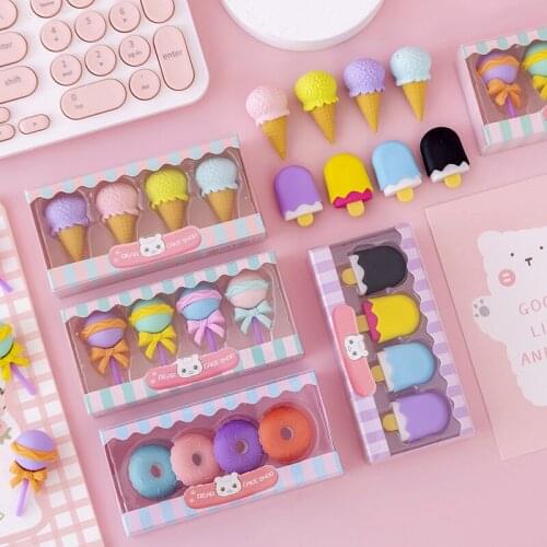 4pcs Dessert Eraser Prizes for Kids Korean Stationery Eraser Eraser for Kids Novelty Cute Erasers School Supplies Stationery