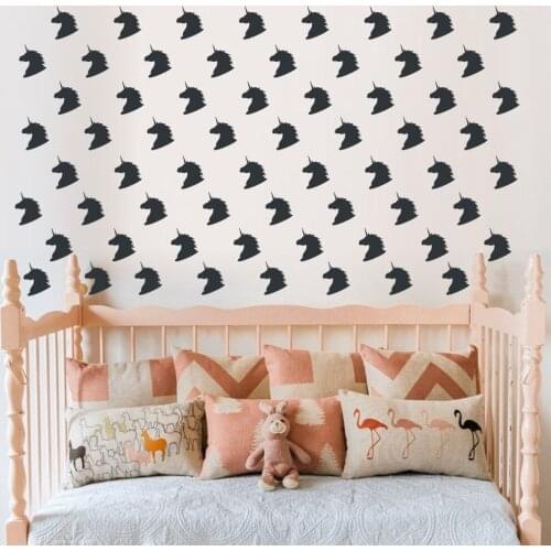 64 pcs Cartoon Unicorn Star Wall Stickers for Kids Rooms Baby Girls Rooms Bedroom Decor Animal Stickers on the Wall Decal 10-005