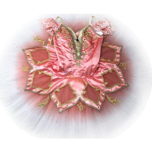 Adult profesional ballet tutu pink lace sleeve professional ballet costume women ballerina sugar plum fairy pancake ballet dress