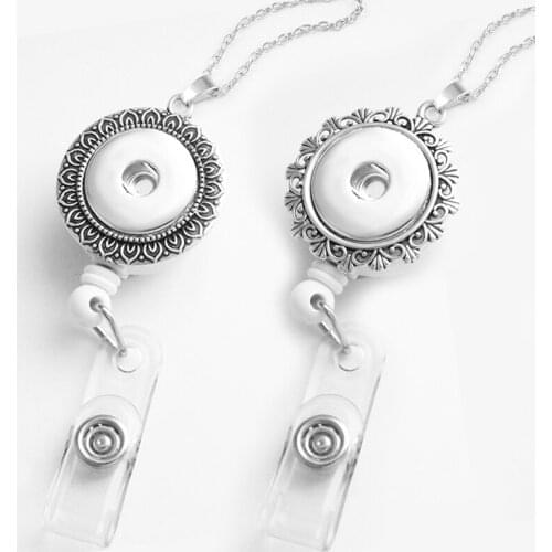 Badge Reel ID holder, retractable badge holder 18mm snap button wing flower jewelry Fishing line high quality NA579