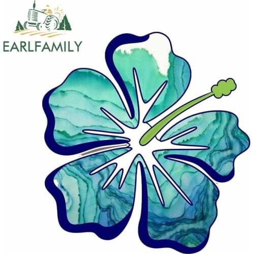 EARLFAMILY 13cm x 12.1cm for Hawaiian Hibiscus Flower Art Personality Surfboard Laptop Car Stickers Anime VAN Waterproof Decal