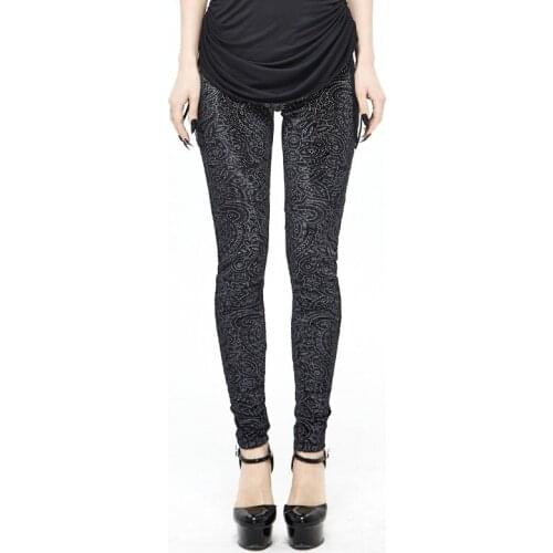 Gothic Dark Pattern Tight-fitting Trousers Drawstring Bow Tie Lace Hollow Adjustable Sexy Ladies Trousers