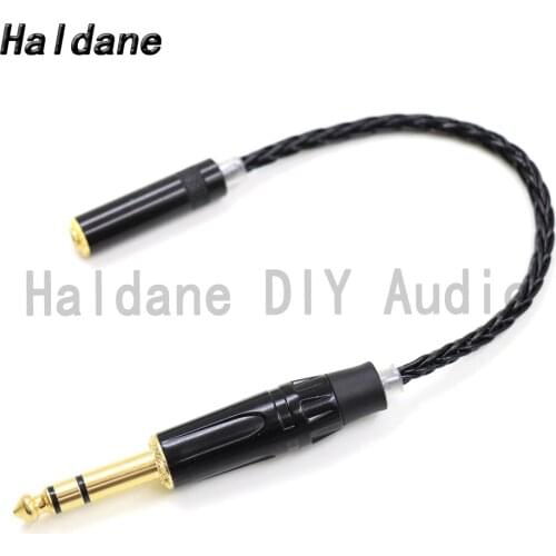 Haldane HIFI 7N Silver Plated 1/4 6.35mm TRS Male to 3.5mm Stereo 3pole Female Audio Adapter Cable 6.5 to 3.5 Connector DIY