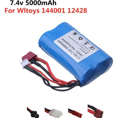 7.4V 5000mah Li-ion Batery For wltoys 144001 12428 rc car boats model aircraft 3000mAh 2s 7.4v lipo battery SM/JST/T/tamiya Plug