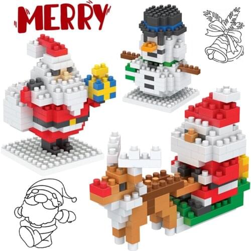 Mini Blocks Christmas Santa Claus Building Toy Snowman Model Micro Bricks Christmas Brinquedo Toys for Children Gift Xmas