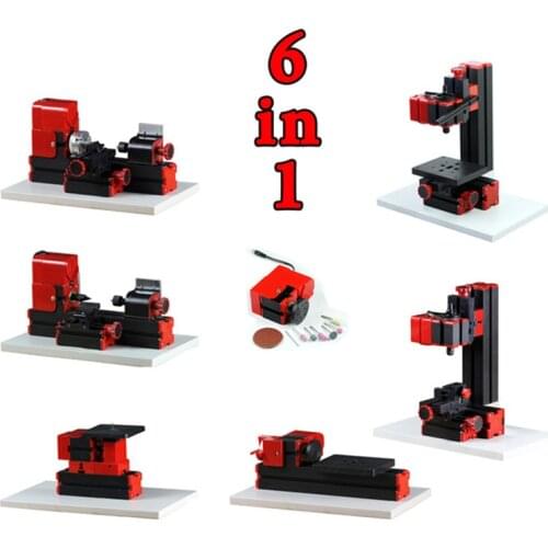 Mini lathe machine DIY 6 in 1 Multifunctional wood lathe CNC tool Jigsaw Grinder Driller Plastic Lathe Drilling Sanding