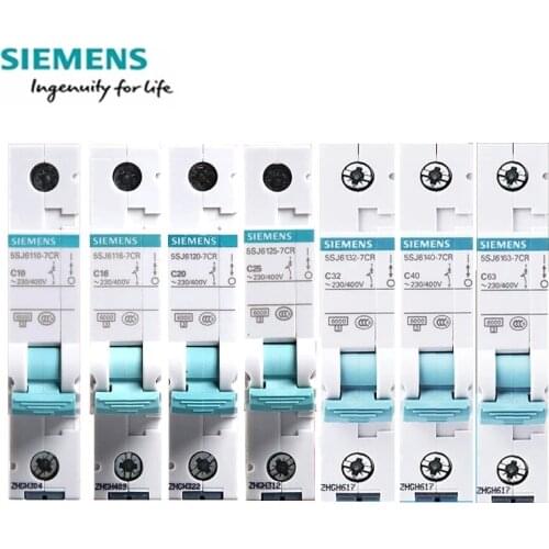 Siemens Miniature circuit breaker 6000 A 5SJ6 TYPE C 1P 10A 16A 20A 25A 32A 40A 63A 5SJ61**-7CR