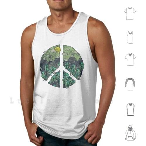 Peaceful Landscape tank tops vest sleeveless Mountain Clouds Sun Sky Trees Forest Woods Mist Peace Cnd Nature