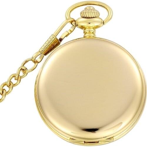 Fashion Golden Smooth Quartz Pocket Watch Jewelry Man Women with Necklace Chain Pendant CF1003