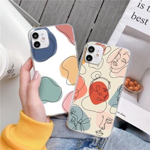 Fashion Buny line mobile phone case For iPhone 11 12 Pro XS MAX XR X 7 8 6Plus SE 2021 Candy Soft Silicone Phone Cover