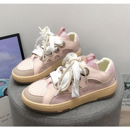 Low Heels Skateboard Shoes Fashion 2021 Summer Genuine Leather Casual Women‘s Shoes Sneakers Young Students Vulcanized Shoes