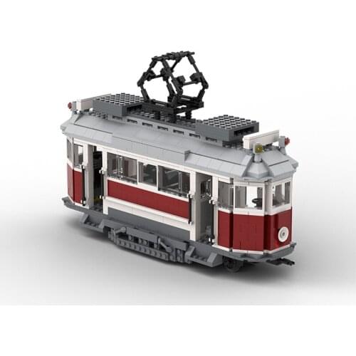 MOC Town Railway Tram Building Blocks Set New Energy Electric Car Bricks Idea Assemble Power Vehicle Toys For Children Kids Gift
