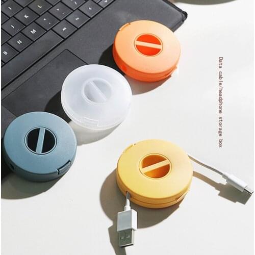 Small Portable Round Rotatable Data Cable Organizer Storage Box Mobile Phone Charging Cable Winder Can Be Carried Cable Winder