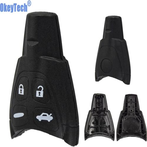 OkeyTech New Remote Car Key Case For SAAB 93 95 9-3 9-5 WF 4 Buttons Blank Replacement Keyless Entry Fob Cover No Blade No Logo