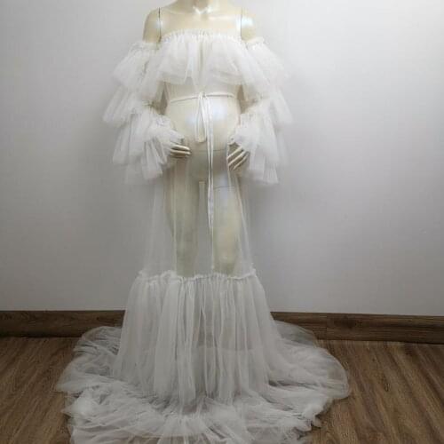 Customized Winter Sexy Maternity Pajamas Bathrobe Solid Beteau Chiffon Lotus Leaf Skirt Plus Size Ladies