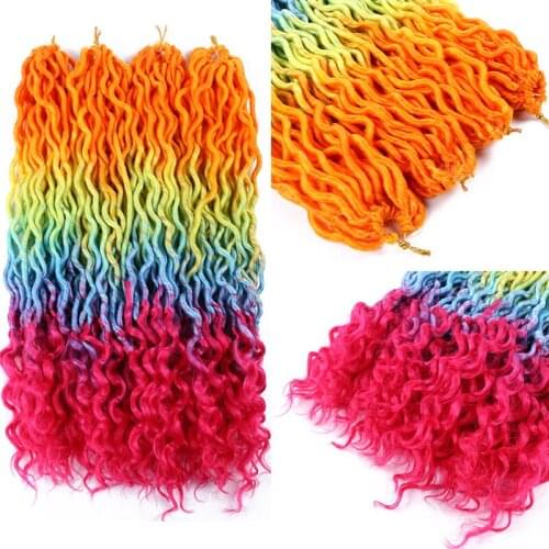 Full Star 18 inch New Color Rainbow Curly Faux Locs for Women Crochet braid Soft No Tangle Shedding Synthetic Hair 24 Strands