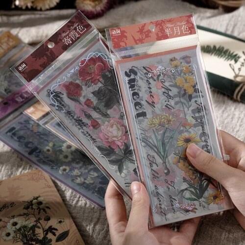 Retro Romantic flowers Collage Decorative Laser Frame Stickers Scrapbooking diy LabGalaxy whale Decorative Laser gold Stickers