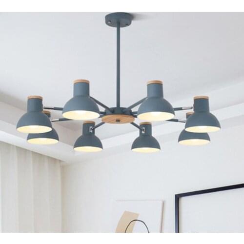 Nordic Iron Led Chandelier Modern Wood Hanging Lamp Living Room Bedroom Kitchen Light Fixtures Suspension Luminaire Home Decor