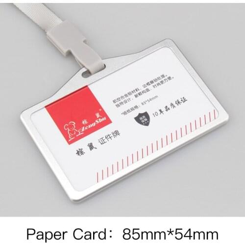 Middle New Alloy unisex employee cover Silver Conference Worker Badge Lanyard Cord Office Exhibition id card holder