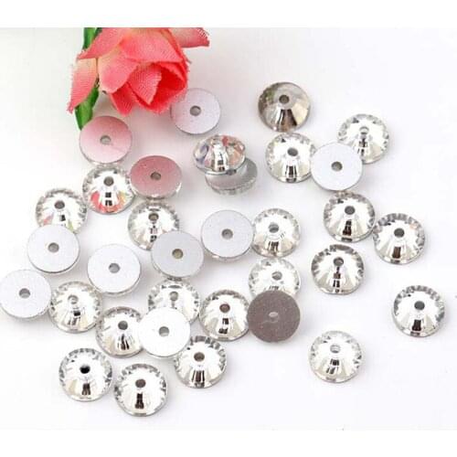 3-8mm Round Rhinestone White Sew on Stone Crystal Flatback 1 Hole for Clothing Accessories Wholesale Diy Jewelry Accessories