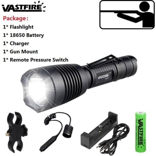 1 Modes T4 Tactical Flashlight Ultra Bright USB Rechargeable Waterproof Scout light Torch Powerful LED Hunting light for 18650