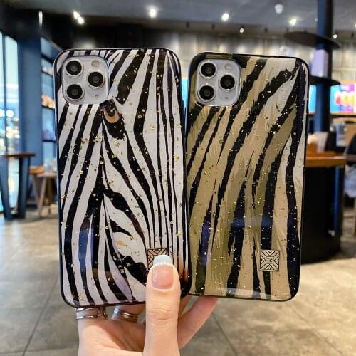 Tobebest Zebra Gold Foil Glitter Phone Cases for iPhone 12 Pro Max 11 Pro XS Max XR X 8 7 Plus Soft Silicone Shell 2021 NEW