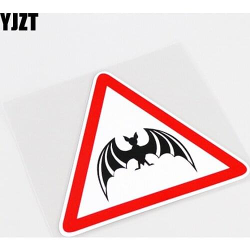 YJZT 12.3CM*10.5CM Funny Bat Warning Mark PVC Car Sticker Decal Decor 13-0839