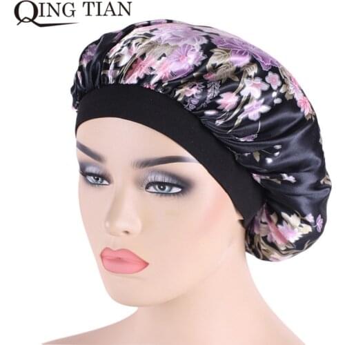 Satin silk Women sleeping Bonnet Headband tie Caring Virgin hair Extentions Wig Hairs Sleep Caps