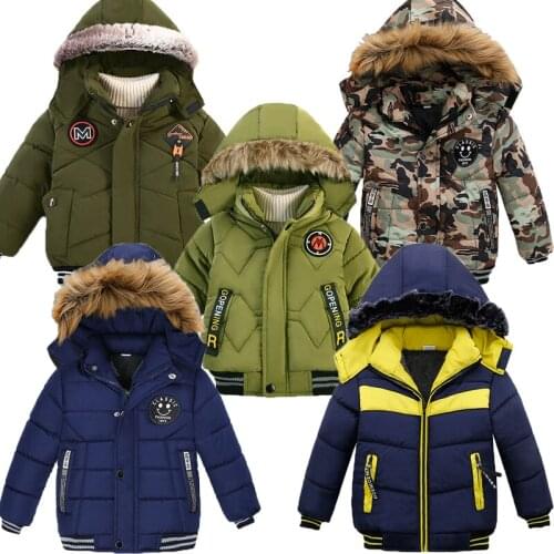 Winter Thick Plus Velvet Protect Against The Cold Jacket For Boys Fur collar Heavy Keep Warm Hooded Detachable hat Kids Coat