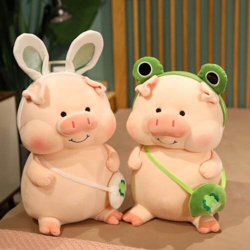 1pc 30/45/60cm Lovely Simulation Pig Plush Toys Kawaii Pig Turn to Frog Rabbit Pillow Stuffed Soft Toy for Baby Girls Nice Gifts
