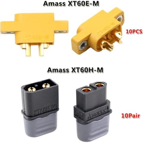 10 Pairs Amass XT60H Bullet Connector Plug With Sheath Housing+10PCS XT60E-M Mountable XT60 Male Plug Connector