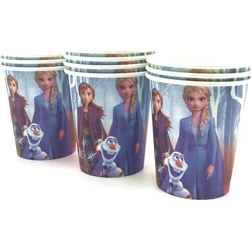 10pcs/lot Frozen 2 Theme Paper Cups Kids Birthday Party Baby Shower Frozen Cup Dishes And Plates Sets Disposable Party Tableware