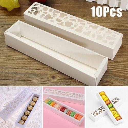 10pieces/pack Macaron Packing Box Rectangular Packaged Biscuit Paper Box for Wedding Party Cake Storage Decoration