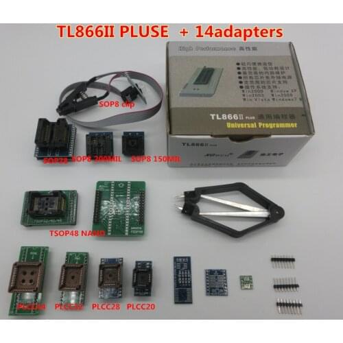 100%Original NEWEST XGecu TL866II PLUS Universal Programmer+14 Adapters+TSOP32 TSOP48 Adapter +Test Clip