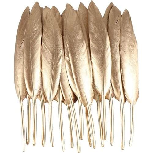 100 Pieces Goose Feathers Gold Real Feathers DIY Craft Plume for Home Party Dreamcatcher Birthday Wedding Decoration