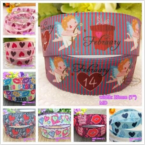 18 styles to select 10 yards Valentine serie Love Hearts printed Grosgrain Ribbons tapes hairbow gift pack clothing wear Bowknot