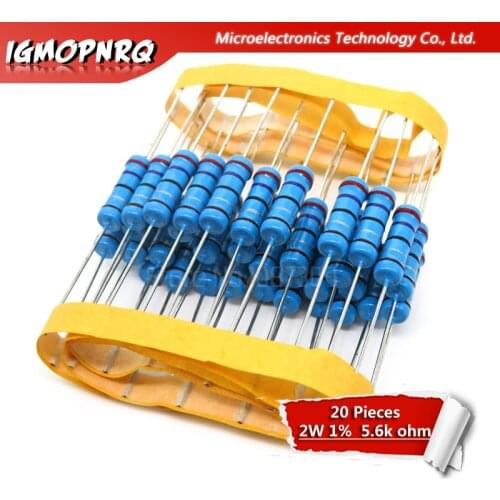20pcs 2W Metal film resistor resistance 1% 2W-5.6K 5.6Kohm