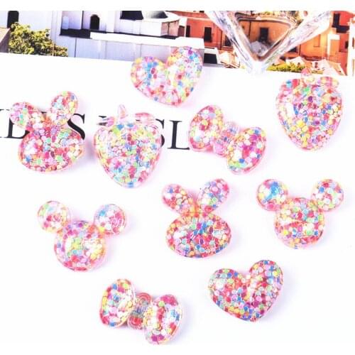 20Pcs Mini resin colorful love bow DIY Scrapbooking Earrings / Phone case / Brooch / Hair accessories Scrapbook paste ornament