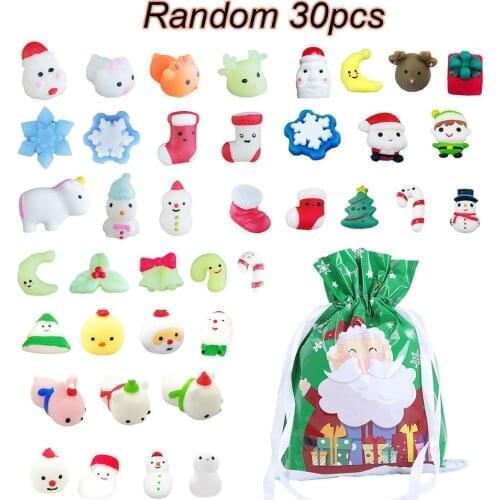 30pcs/10pcs Squishy Toy Set Christmas Dressing Safe Decompression Toy Mochi Squishy Animal Toys Stress Relief Toys