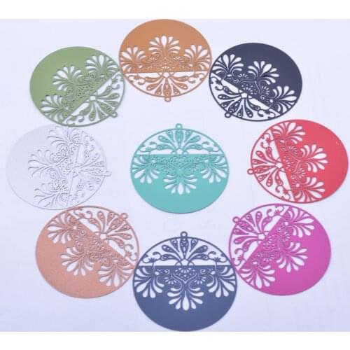 30pcs AA4670 45*47mm Painted Brass Big Round Charms Filigree Jewelry Earring Findings