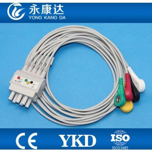 3pcs/pack Nihon Kohden BR-021 with 5lead ECG Trunk cable with IEC ,Snap ECG monitor Cable