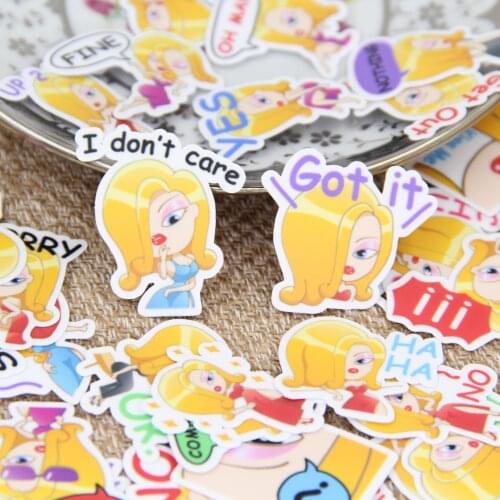 40pcs Cute Gold Hair Sexy Lady Women Cartoo Scrapbooking Stickers DIY Craft Decorative Pack for Photo Albums Diary Gift Journal