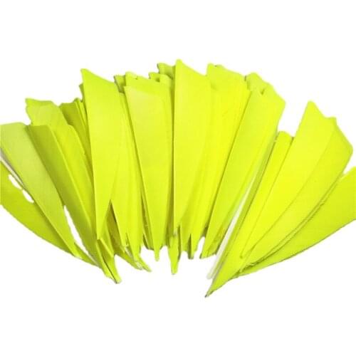 50pcs High Quality 3"inch Feath Shield Cut Turkey Feather Fluorescent Yellow Arrow Real Feather Arrow Feathers Vanes Bow Arrow