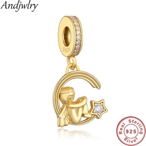 925 Sterling Silver Angel and Shooting Star Dangle Charm Fit Original Pandora Charms Bracelet Pendant Beads 925 Silver Berloque