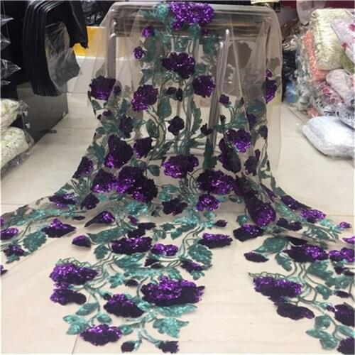 African Tulle Mesh Lace Fabric High Quality Nigeria Color Sequins Lace Fabric 2019 French Net Lace Fabric With Sequins for Dress