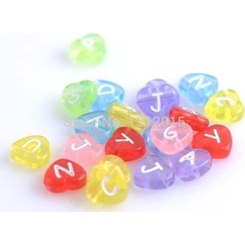 Mixed Letter Alphabet heart Acrylic Letter Beads For Jewelry making 12x11mm 100Pcs KL308