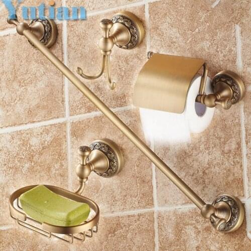 Free shipping,solid brass Bathroom Accessories Set,Robe hook,Paper Holder,Towel Bar ,Soap basket,bathroom sets,YT-10600-A