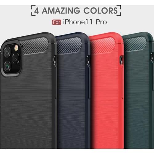 Carbon fiber phone case for iPhone 11 Pro max xs xr 7 8plus 6s se2020 Apple fitted cover Phone protective shell Anti-knock case