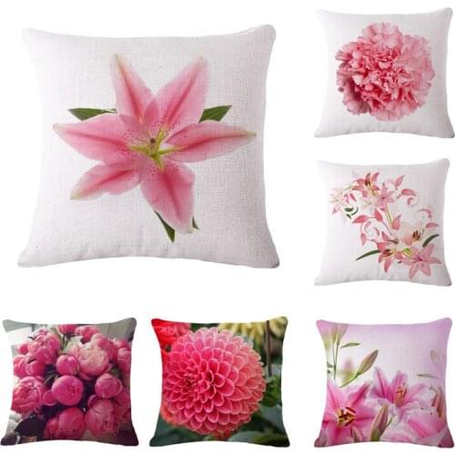 Home Decor Cushion Cover Flower Throw Pillow Case Sofa Seat Cotton Linen Pillowcase Decorative Xmas Gifts