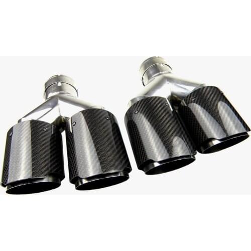 Dual Carbon Fiber + 304 Stainless Steel Universal Exhaust Tip Muffler Double End Pipe for BMW BENZ VW Golf TOYOTA